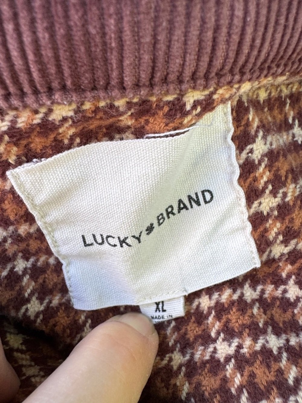 Lucky Brand Cropped Utility Jacket Houndstooth Brown Corduroy Collar Women's XL - Picture 7 of 9